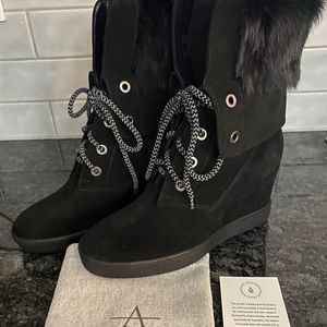 Aquatalia Cordelia Black Weatherproof Suede Boot